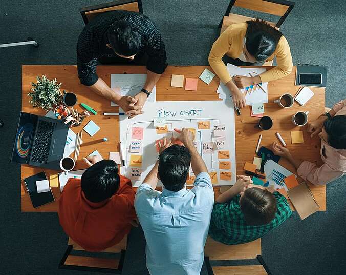 Menschen am Tisch mit Plänen. (Foto: istock IWT)