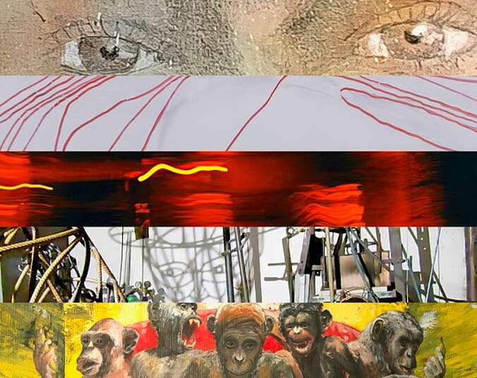 Collage mit Augen und Affen