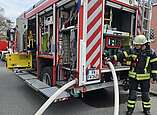 Die Einsatzfahrzeuge in der Scheffelstraße