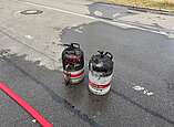 Vom Brand beaufschlagte Gasflaschen