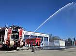 Mit dem Löschfahrzeug wurde ein Wasserwerfer aufgebaut.
