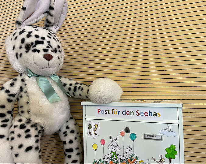 Seehasenspielfigur und Briefkasten.  (Foto: Stadt Friedrichshafen)