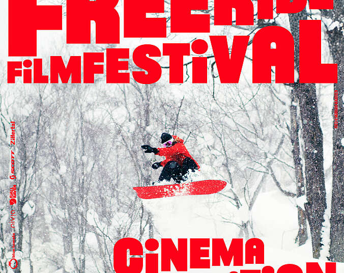 Plakat mit Snowboarderin