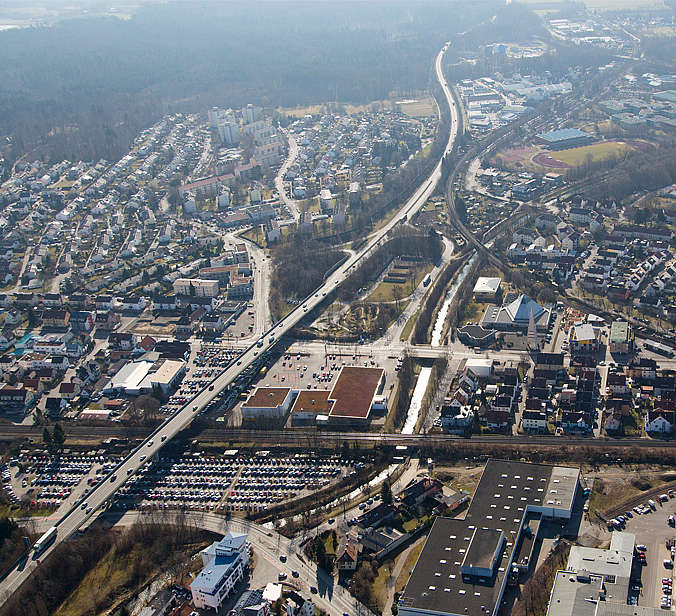 Friedrichshafener Verkehr von oben fotografiert