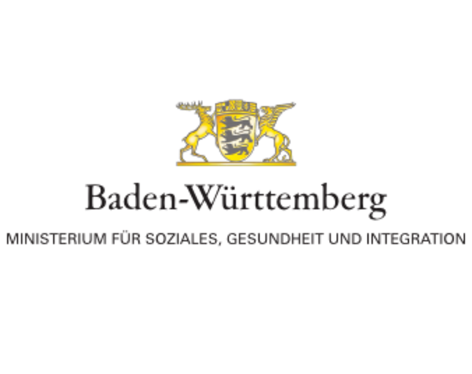Wappen Land Baden-Württemberg mit Text Ministerium für Soziales, Gesundheit und Integration
