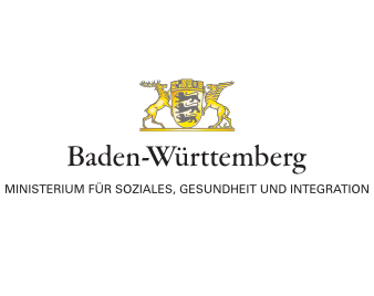 Wappen Land Baden-Württemberg mit Text Ministerium für Soziales, Gesundheit und Integration