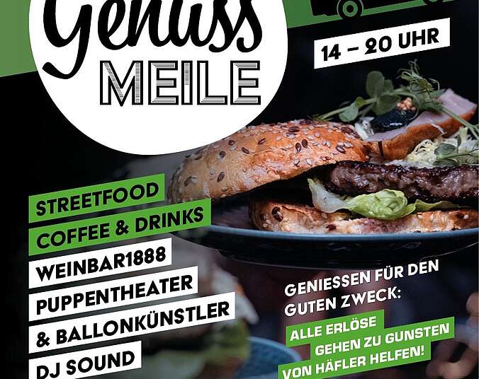 Plakat für Fränkel Genuss Meile mit leckerem Streetfood.