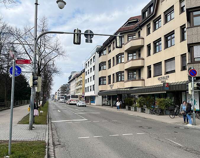 Blick in die Friedrichstraße, wie sie vor der Baumaßnahme aussieht