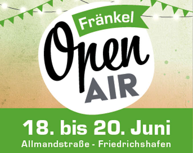 Plakat mit Lichterketten und Schriftzug Fränkel Open Air 18. bis 20. Juni
